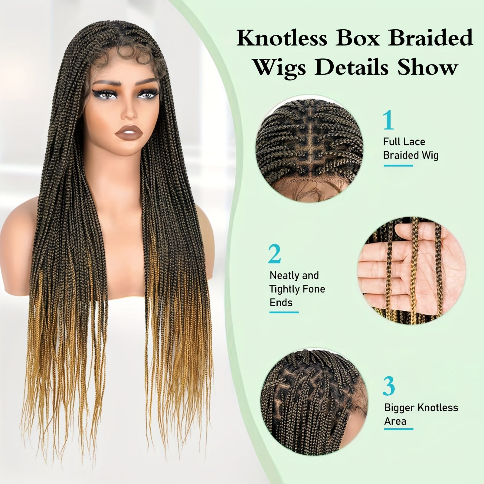 28-Inch Light Brown Lace Front Wigs with, Featuring 360° HD Technology And Knotless Braids, Designed for Women.